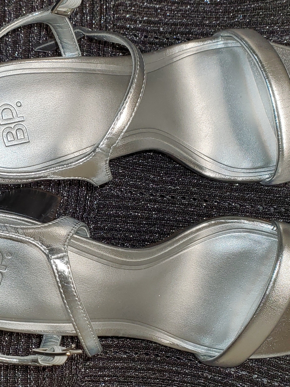 bp Metallic Silver Strappy Block Heel Sandals